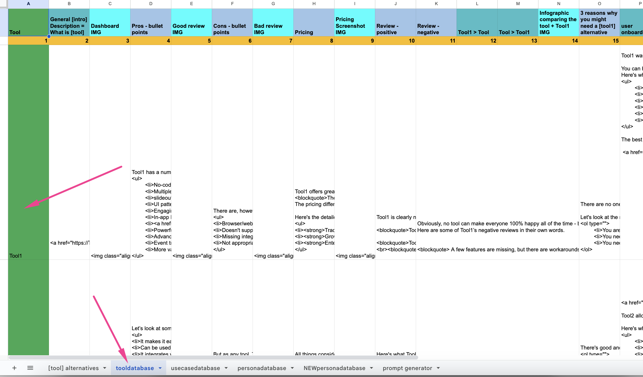 fill in toolsdatabase